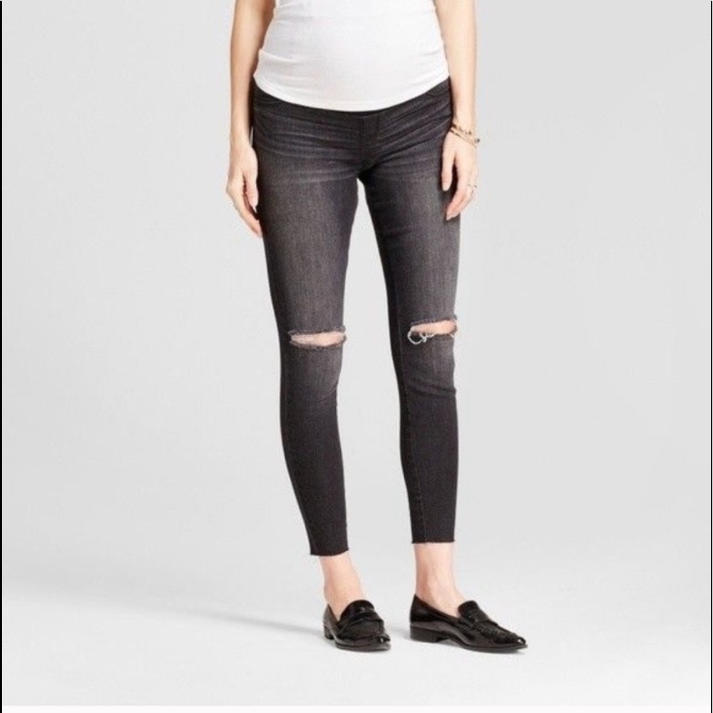 Size 16 Black Maternity Distressed Jeggings NWT